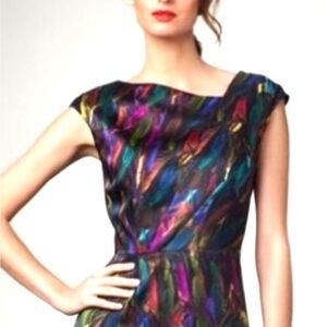 Milly of New York silk top  with feather design  size 6 multicolour